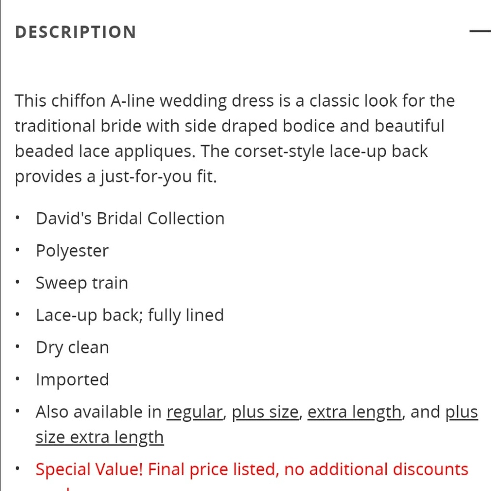 David's Bridal Wedding Dress - Picture 6 of 7